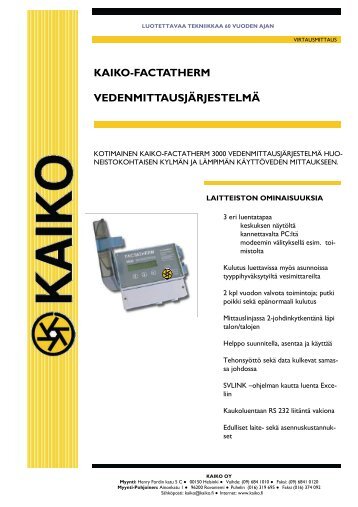 Factatherm vedenmittausjärjestelmät - Kaiko