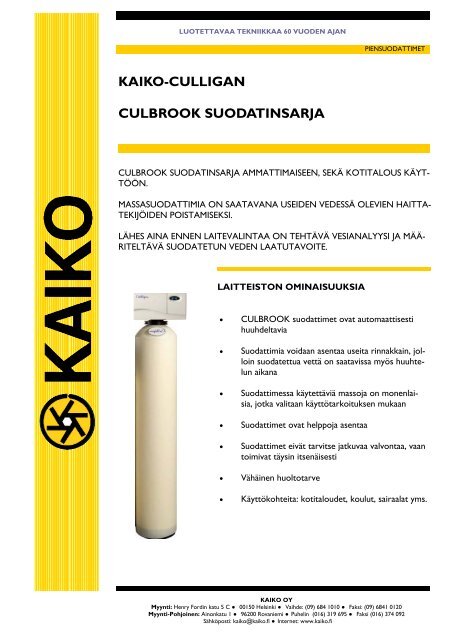 KAIKO-CULLIGAN CULBROOK SUODATINSARJA