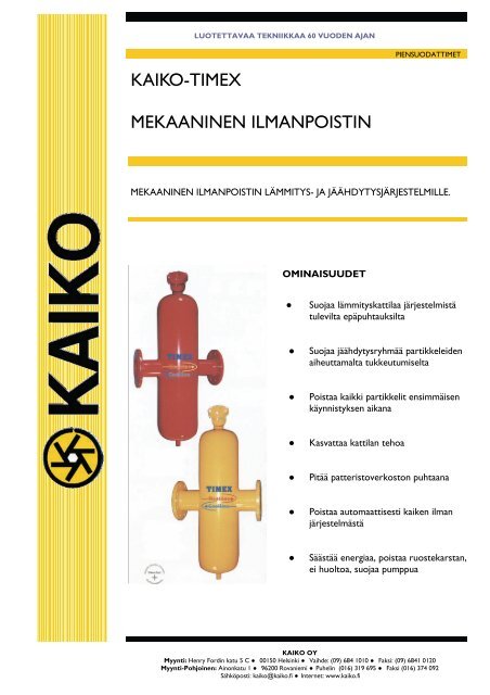 KAIKO-TIMEX MEKAANINEN ILMANPOISTIN