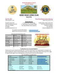 Koko Head Lions Bulletin April 2013 - Kaimuki, Hawaii
