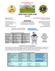 Koko Head Lions Bulletin August 2011 - Kaimuki, Hawaii