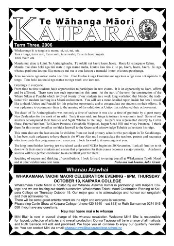 whanau newsletter term 3