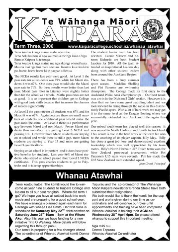 Whanau Newsletter Term1 2010