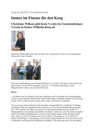 Christiane Wilkens tritt zurÃ¼ck - Gemeinde Kaiser - Wilhelm - Koog