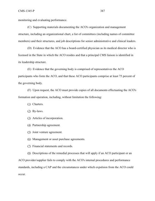 (ACO) regulations - American Society of Anesthesiologists