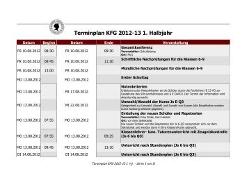 Terminplan KFG 2012-13 1. Halbjahr - Kaiserin-Friedrich-Gymnasium