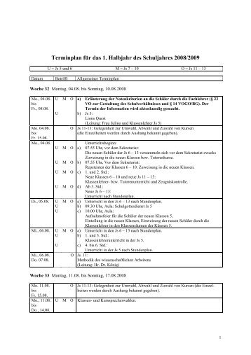 Terminplan 1.Hj 2008-09 (Eltern) - Kaiserin-Friedrich-Gymnasium