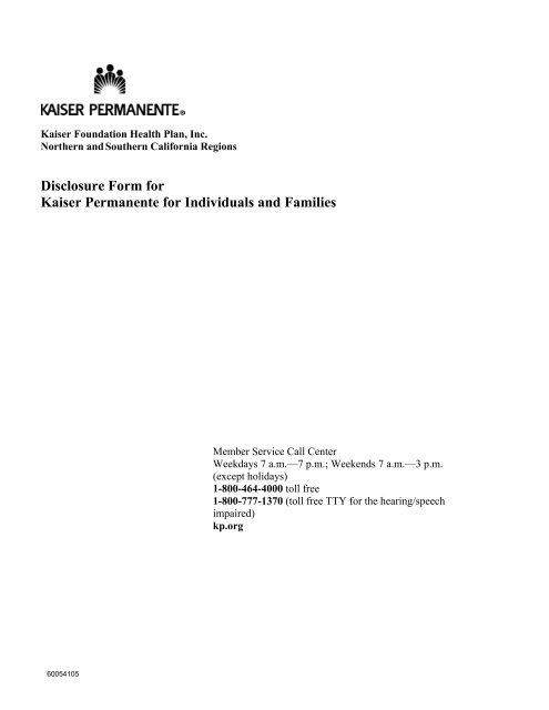 2011 Disclosure Form - Kaiser Permanente California