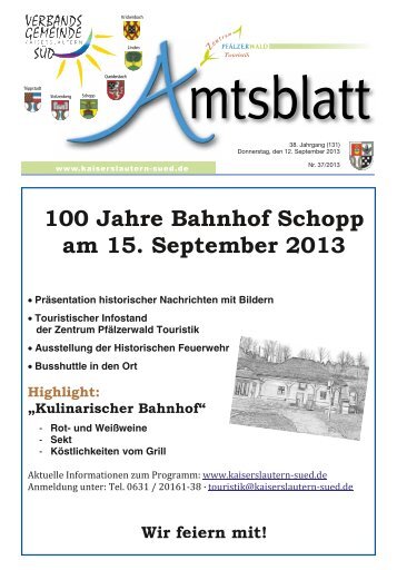 Ausgabe Nr 37 vom 12.09.2013 - Verbandsgemeinde ...