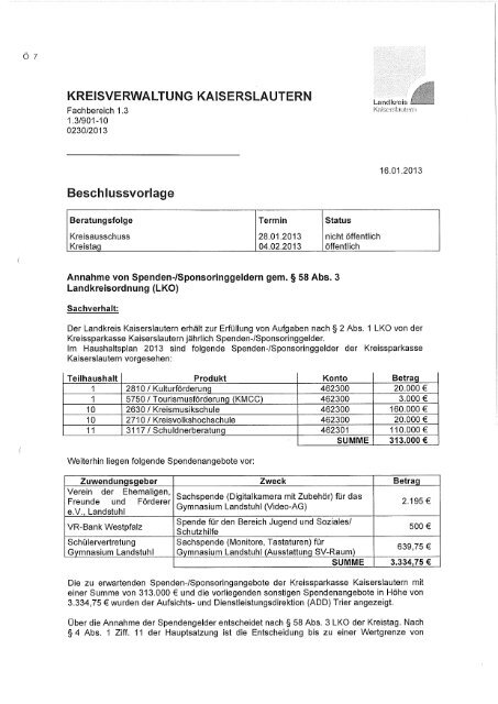 N I E D E R S C H R I F T - Landkreis Kaiserslautern