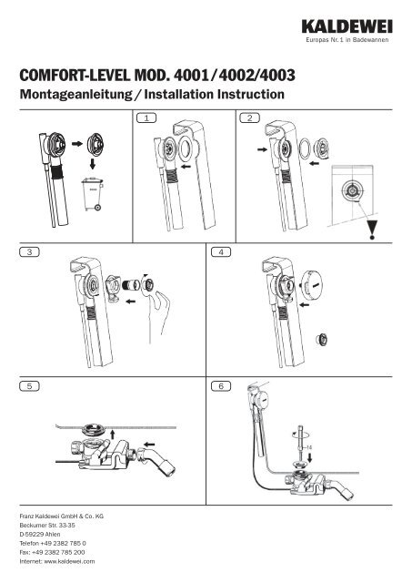 Installationsanleitung Comfort Level Kaldewei