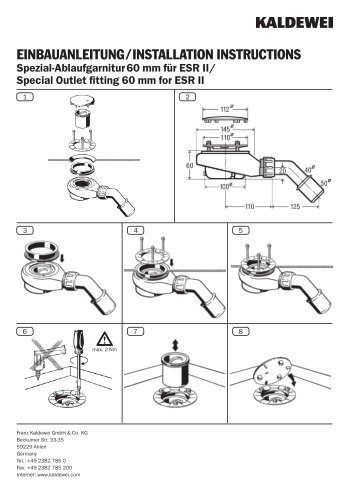 EBA Spezial-Ablaufgarnitur 60 mm für ESR II - Kaldewei