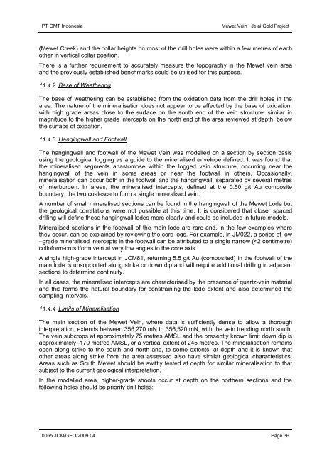 Geology and mineralisation of the Mewet Vein, Jelai Gold Project ...