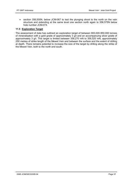 Geology and mineralisation of the Mewet Vein, Jelai Gold Project ...