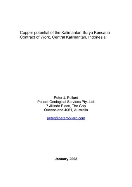 Copper potential of KSK COW - Kalimantan Gold Corporation Limited