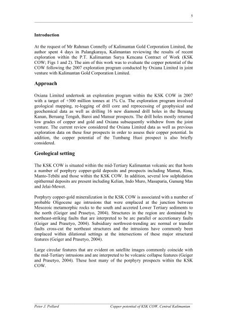 Copper potential of KSK COW - Kalimantan Gold Corporation Limited