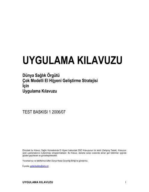 uygulama kÄ±lavuzu - SaÄlÄ±k BakanlÄ±ÄÄ±