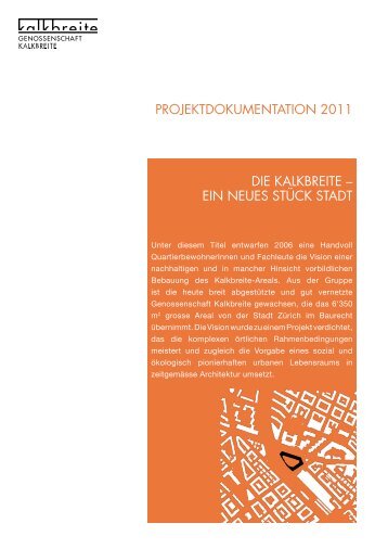 Projektdokumentation Neubau Kalkbreite - Genossenschaft Kalkbreite