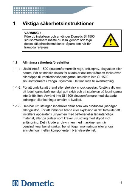 E31-10 Dometic inverter SI-1500.pdf - KAMA Fritid