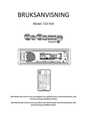 T23-92A Bruksanvisning.pdf - KAMA Fritid