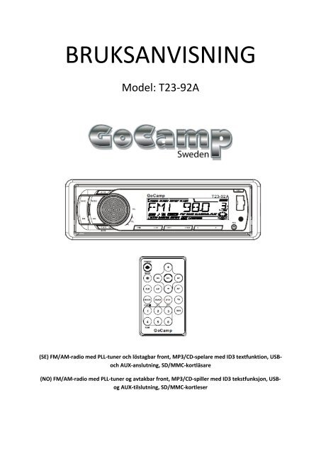 T23-92A Bruksanvisning.pdf - KAMA Fritid