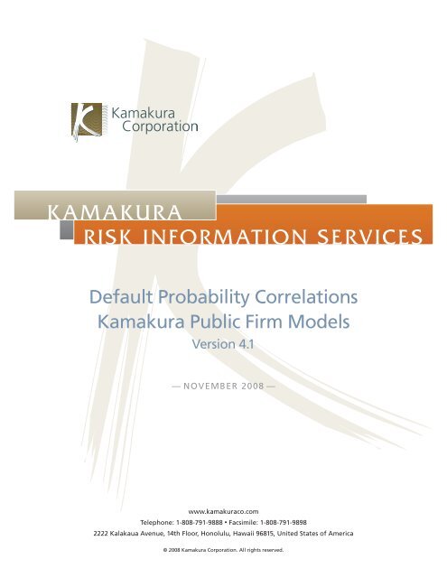 kamakura risk information services - The Kamakura Corporation