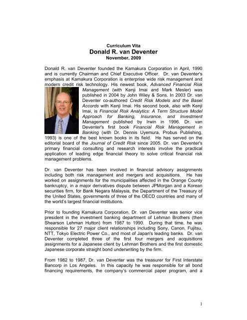 Donald R. van Deventer - Kamakura Corporation