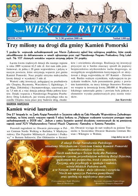 Nr 3 (30) - grudzieÅ 2008 - Miasto i Gmina KamieÅ Pomorski