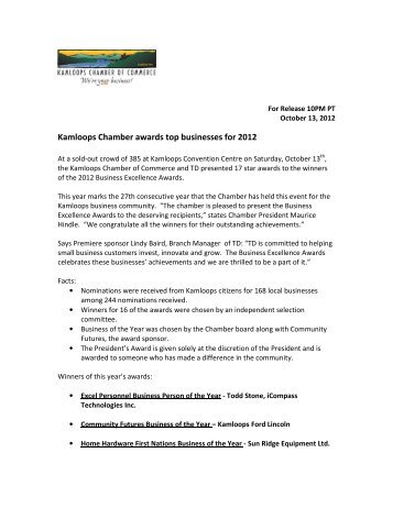 winners - Kamloops Chamber of Commerce