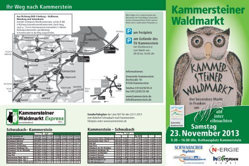 Flyer Waldmarkt 2013 mit Fahrplan und Ausstellerverzeichnis