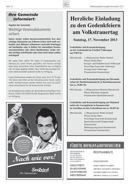 Mitteilungsblatt November 2013 (PDF) - Gemeinde Kammerstein