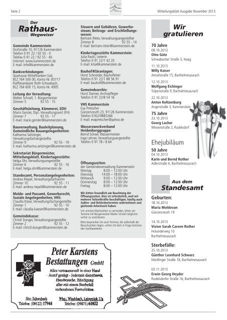 Mitteilungsblatt November 2013 (PDF) - Gemeinde Kammerstein