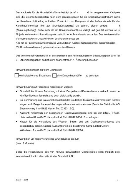 Reservierungsbogen im pdf-Format - Kamp-Lintfort