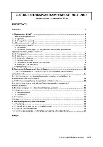 CULTUURBELEIDSPLAN KAMPENHOUT 2011- 2013 - Gemeente ...
