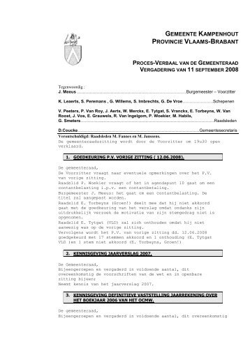 GEMEENTE KAMPENHOUT PROVINCIE VLAAMS-BRABANT