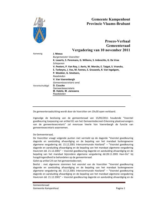 Gemeente Kampenhout Provincie Vlaams-Brabant Proces-Verbaal ...
