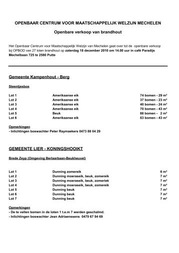 OPENBAAR CENTRUM VOOR MAATSCHAPPELIJK WELZIJN ...