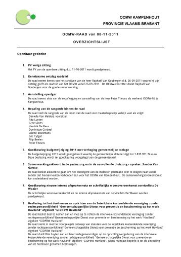 ocmw kampenhout provincie vlaams-brabant - Gemeente ...