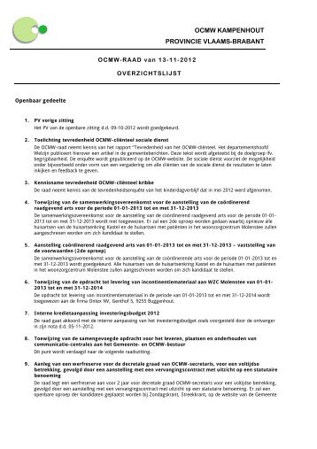ocmw kampenhout provincie vlaams-brabant - Gemeente ...
