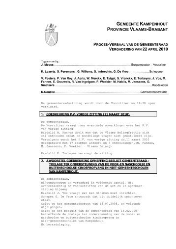 GEMEENTE KAMPENHOUT PROVINCIE VLAAMS-BRABANT
