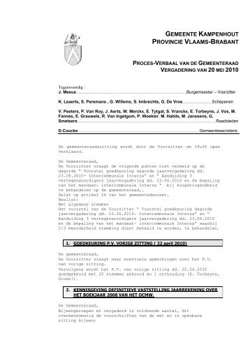 GEMEENTE KAMPENHOUT PROVINCIE VLAAMS-BRABANT