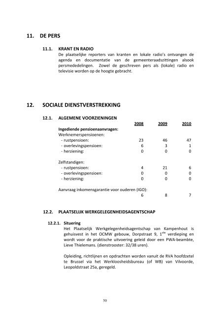 Jaarverslag 2010 - Gemeente Kampenhout