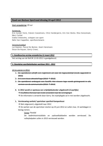Raad van Bestuur Sportraad dinsdag 24 april 2012 - Gemeente ...