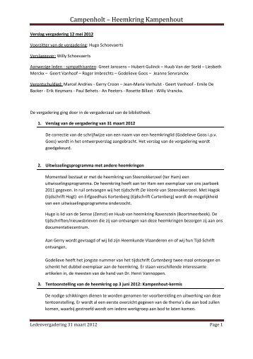 Verslag vergadering 12 mei 2012 - Gemeente Kampenhout