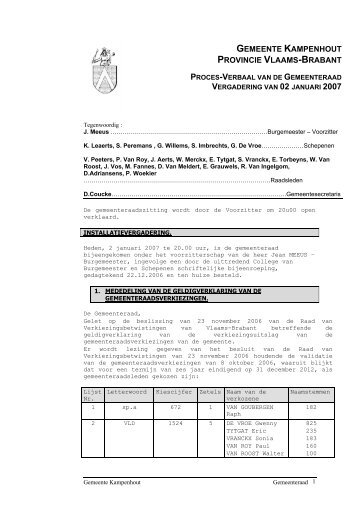 GEMEENTE KAMPENHOUT PROVINCIE VLAAMS-BRABANT