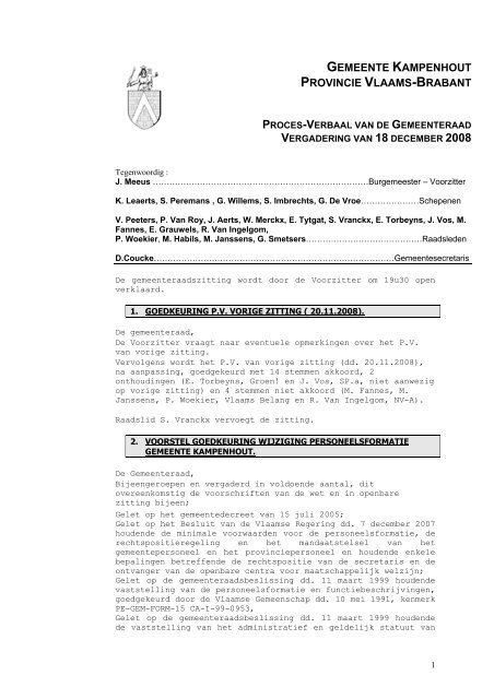 GEMEENTE KAMPENHOUT PROVINCIE VLAAMS-BRABANT