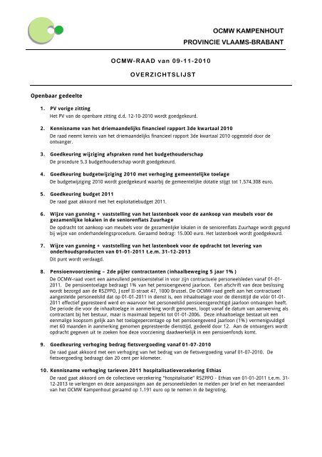 ocmw kampenhout provincie vlaams-brabant - Gemeente ...