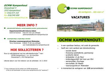 vacatures OCMW Kampenhout.pub - Gemeente Kampenhout