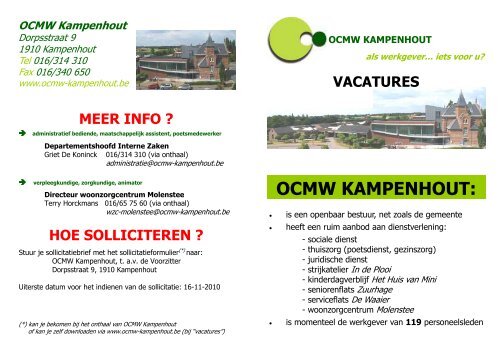 vacatures OCMW Kampenhout.pub - Gemeente Kampenhout