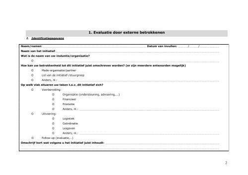 2 1. Evaluatie door externe betrokkenen